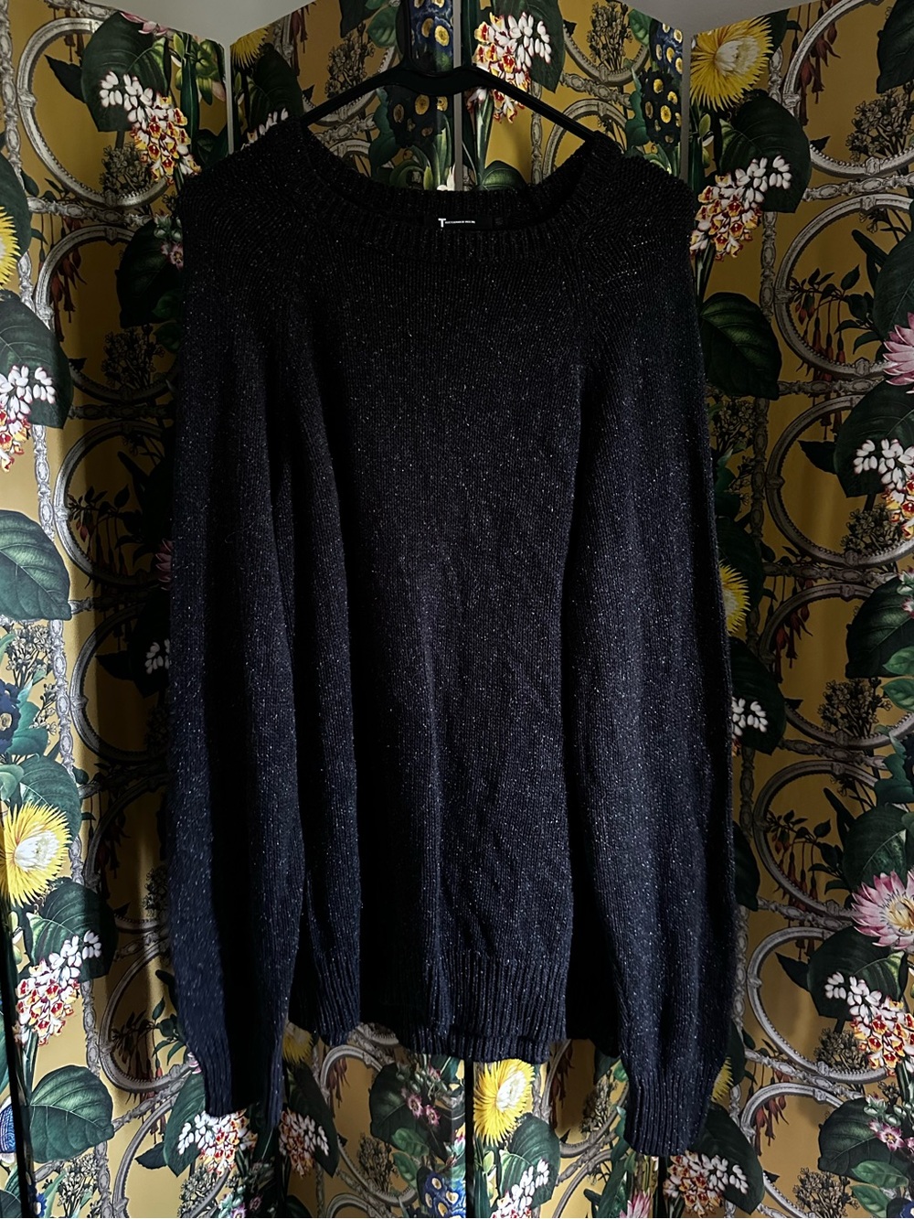 T Alexander Wang Mens Size Large Crewneck Sweater Silk/Cotton Black Heather L